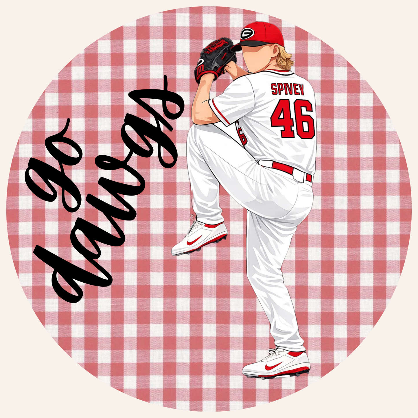 Gingham Player with Saying Design
