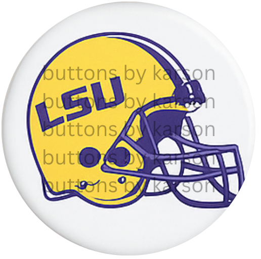 White Background LSU Helmet Button