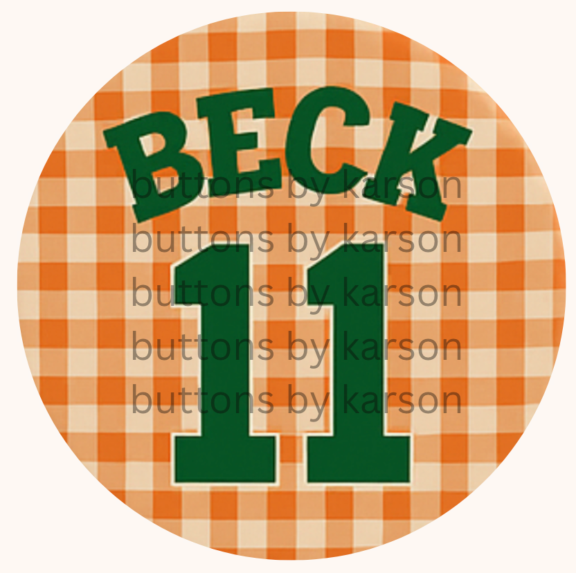Gingham Number/Name Button