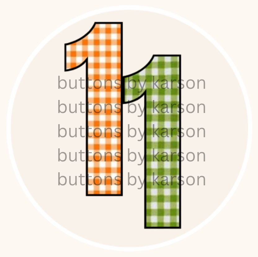 Gingham Number Button