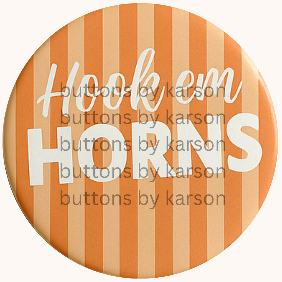 Hook Em Horns Striped Button