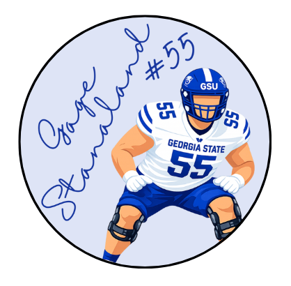 Blue Player with Cursive Name/Number Design