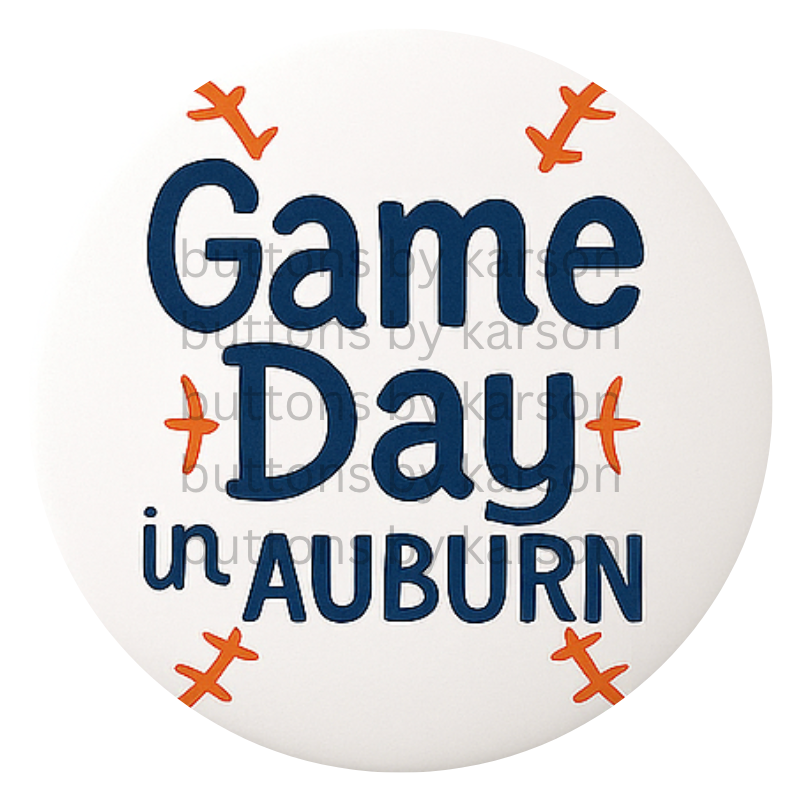 Game Day in Auburn Baseball Button