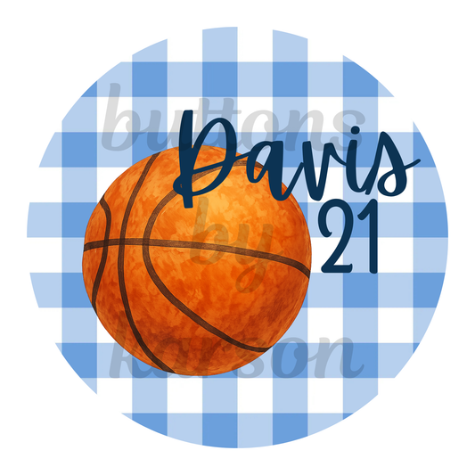 Gingham Last Name, Number, and Basketball Design