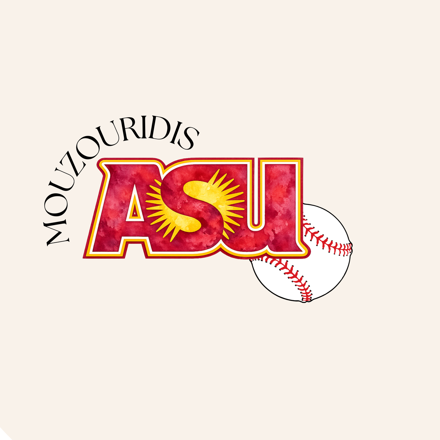 Small Last Name with School and Baseball Design