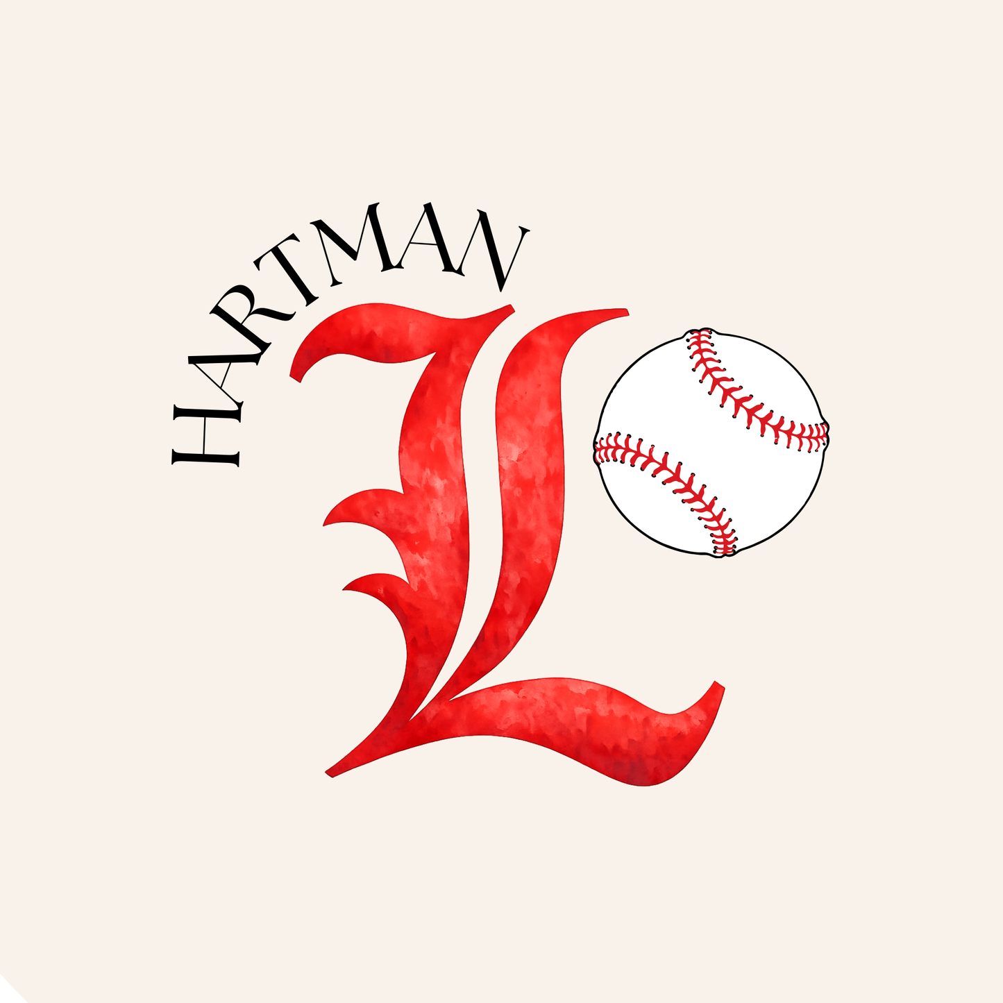 Small Last Name with School and Baseball Design