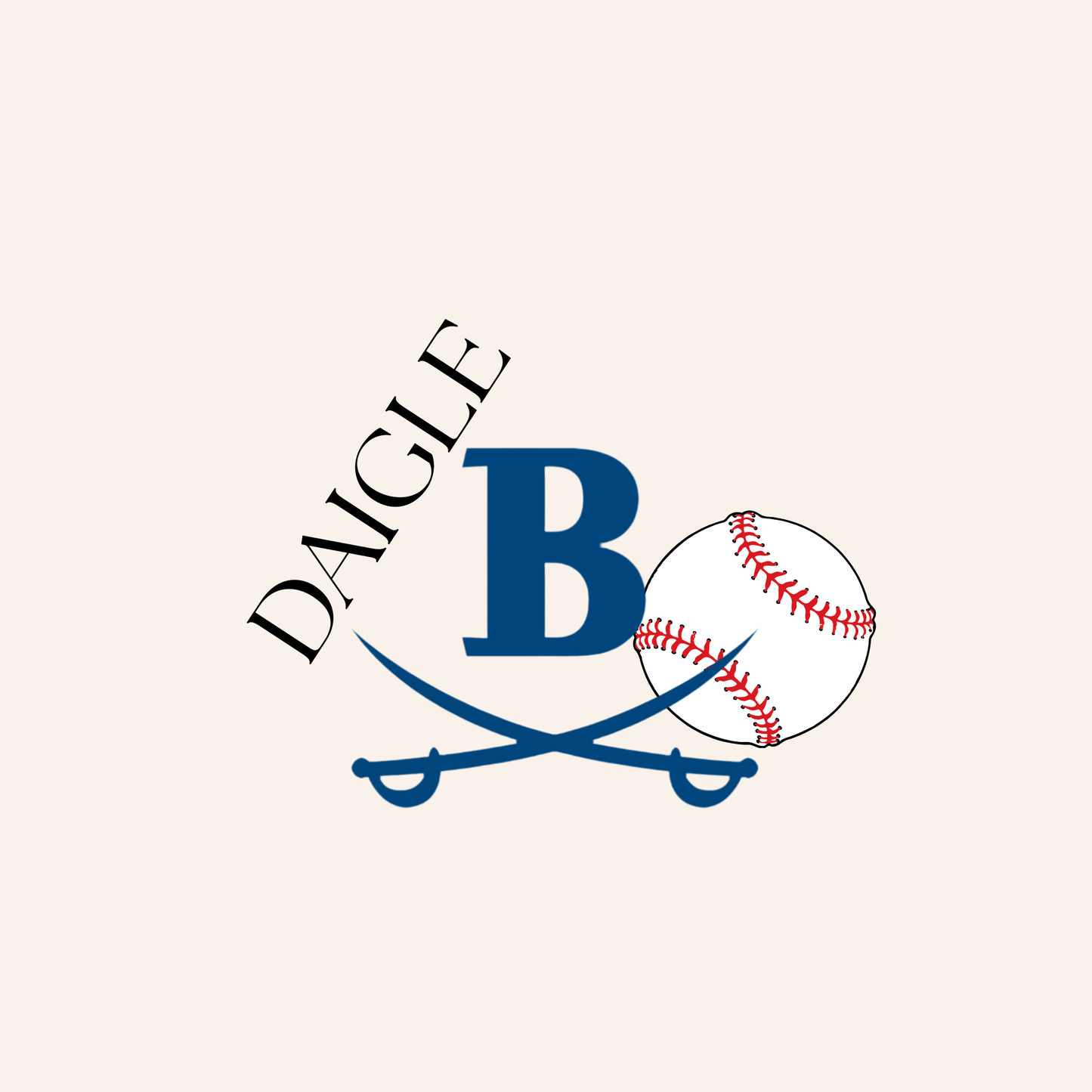 B with Straight Last Name Baseball Design