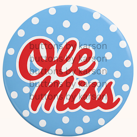 Ole Miss Polka Dot Button