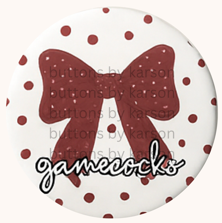 Red Gamecocks Bow Button