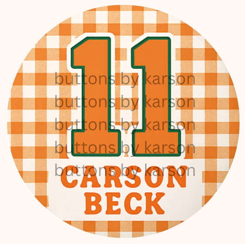 Gingham Name/Number Button