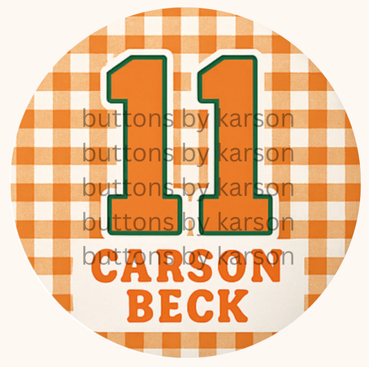 Gingham Name/Number Button