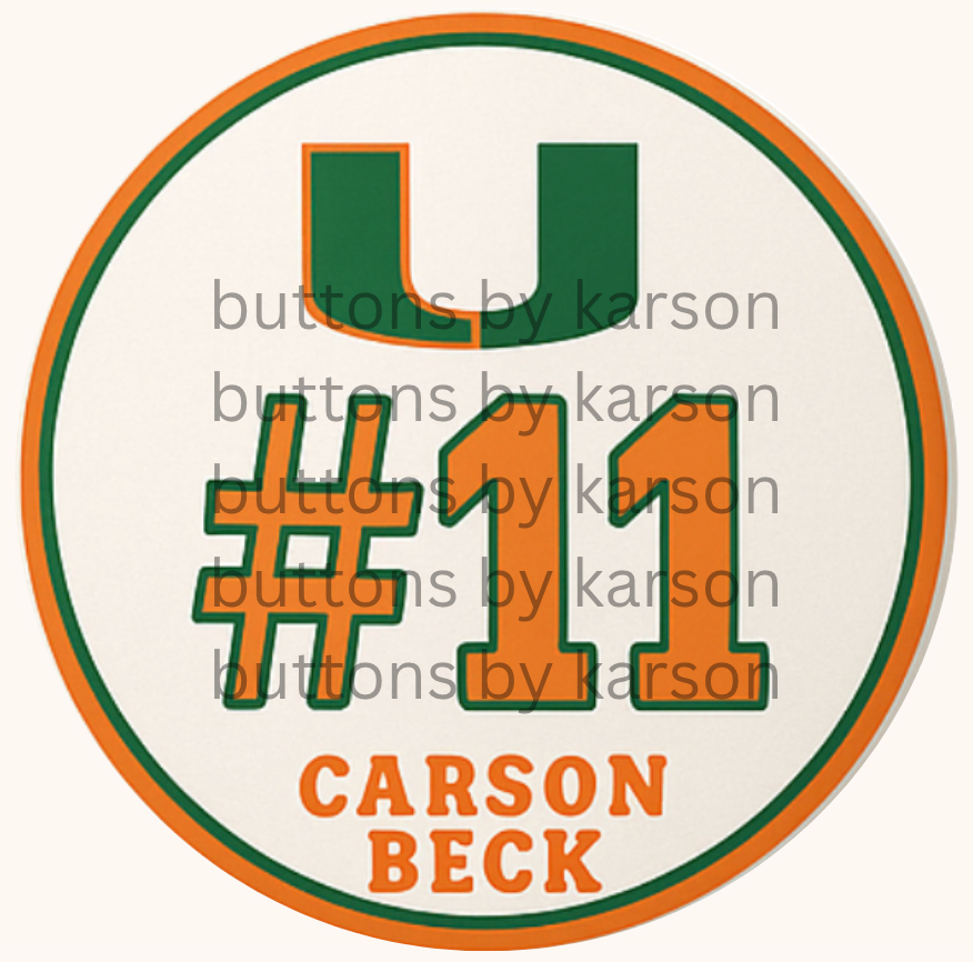 Miami Logo Name/Number Button