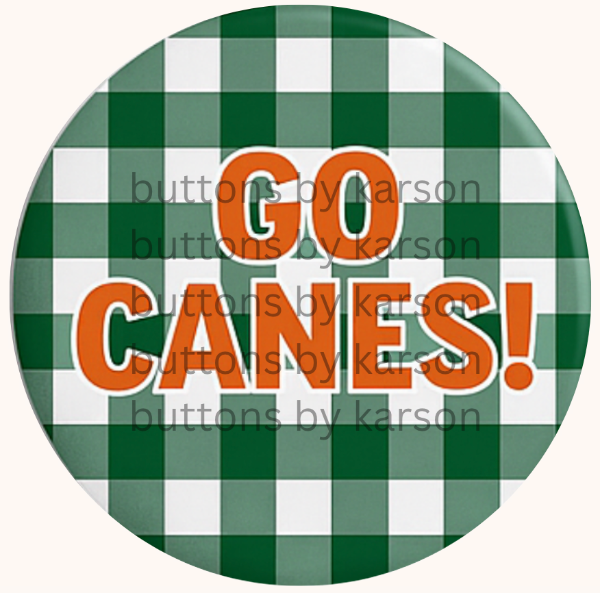 Gingham Go Canes Button