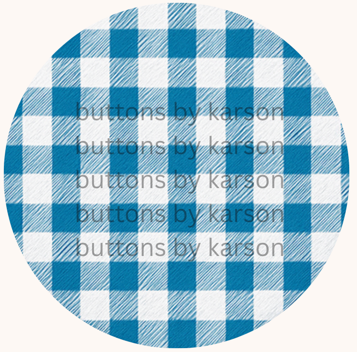 Gingham Blue Button
