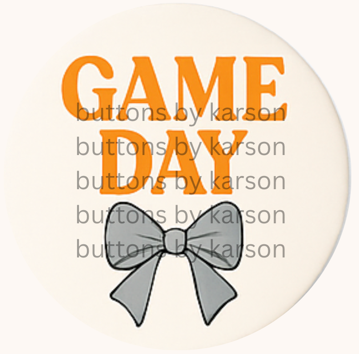 Orange Gameday Bow Button
