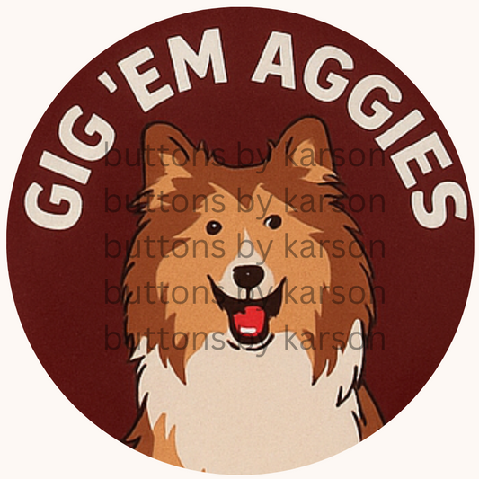 Gig Em Aggies Mascot Button