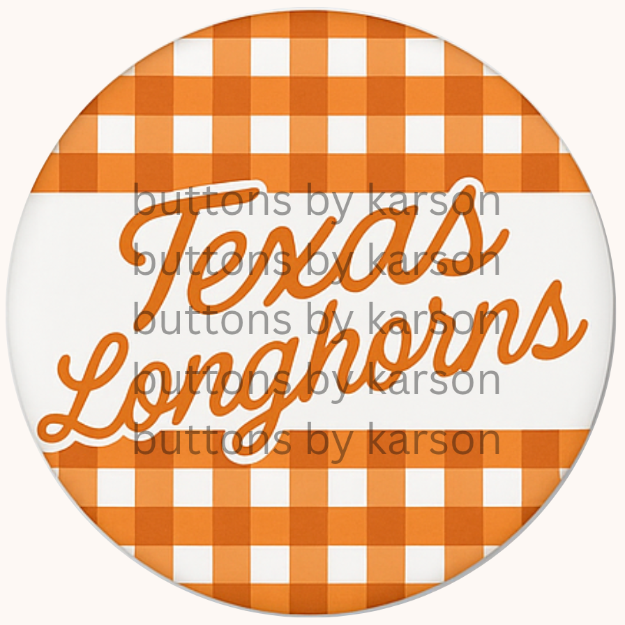 Gingham Texas Longhorns Button