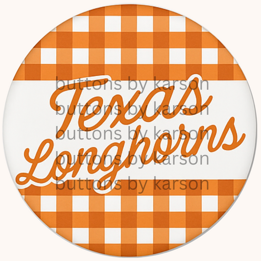 Gingham Texas Longhorns Button