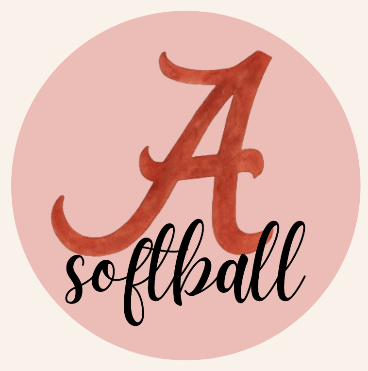 Red Script A Bama Softball Button