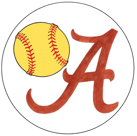 White  Script A Softball Button
