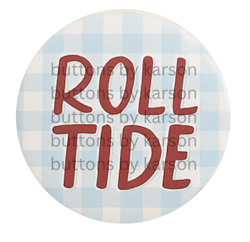 Gingham Roll Tide Button