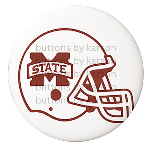 MS State Logo Football Helmet Button