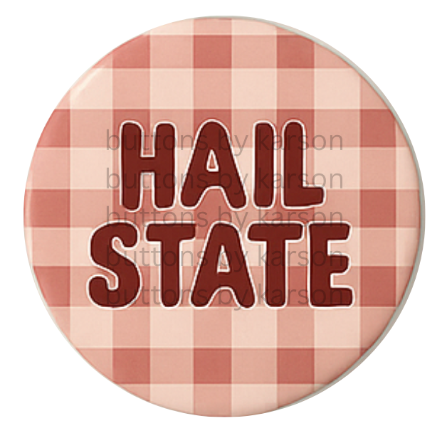 Hail State (Gingham) Button