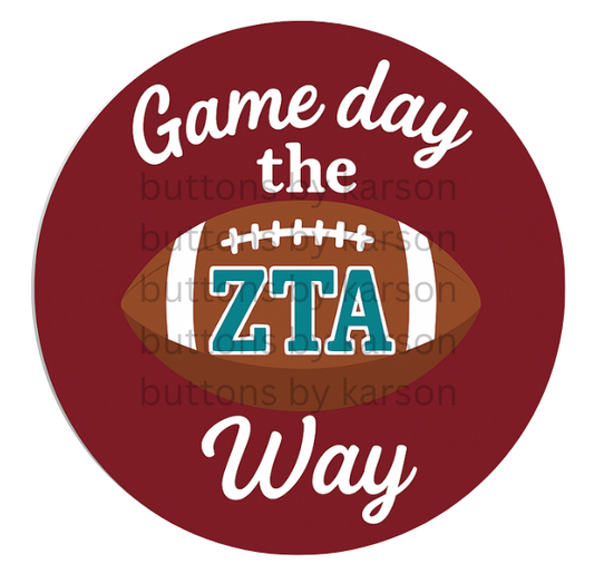 Game Day the ZTA Way Button + Stickers
