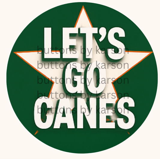 Let's Go Canes White Star Button